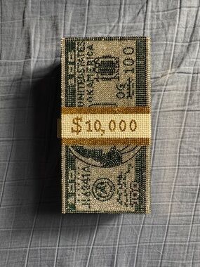 Green and Gold Crystal Money Stack Minaudiere